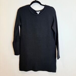 J Jill Black Textured Knit Long Sleeve Tunic Sweater Dress Size S